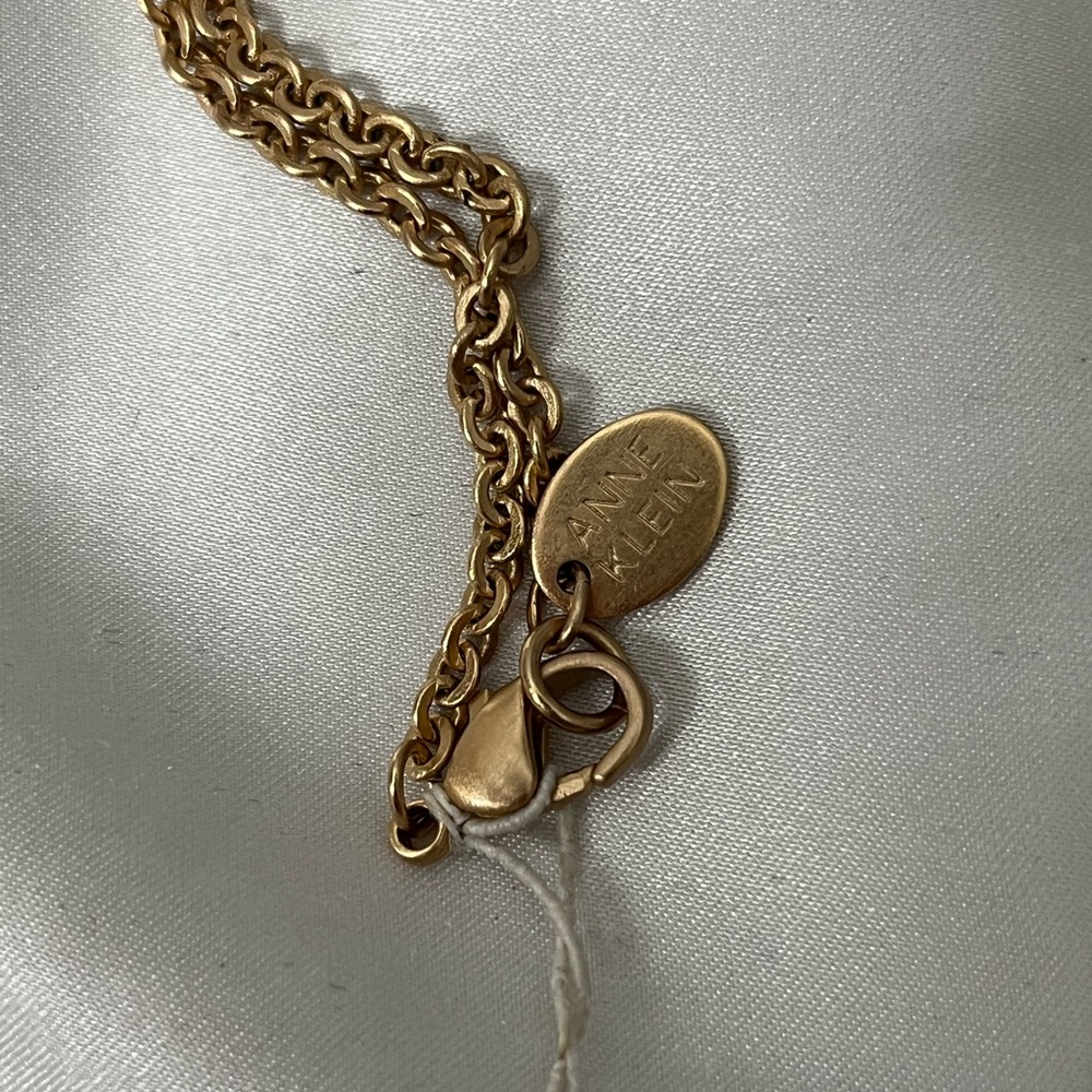 Anne Klein Gold and Brown Geometric Pendant Necklace - Picture 5 of 5